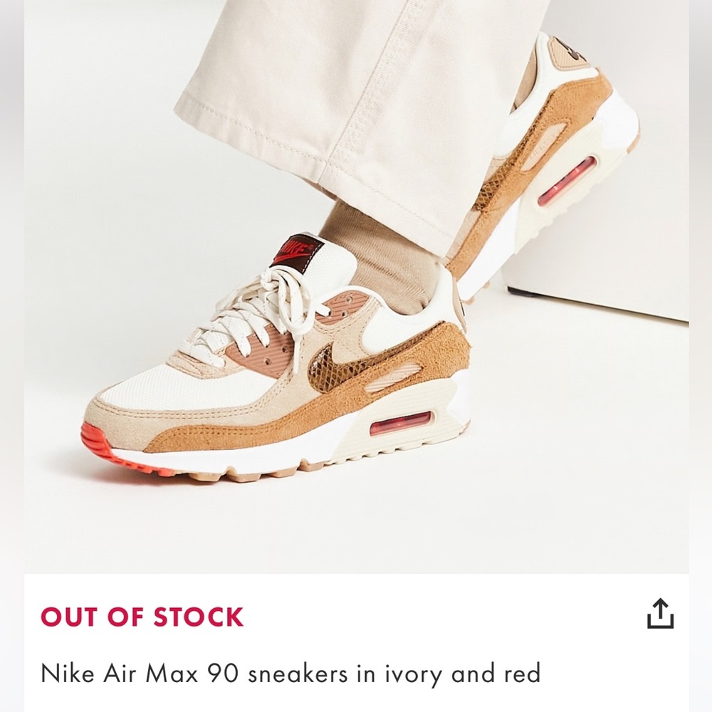 Nike Air Max 90 - Beige and White with Red Accents